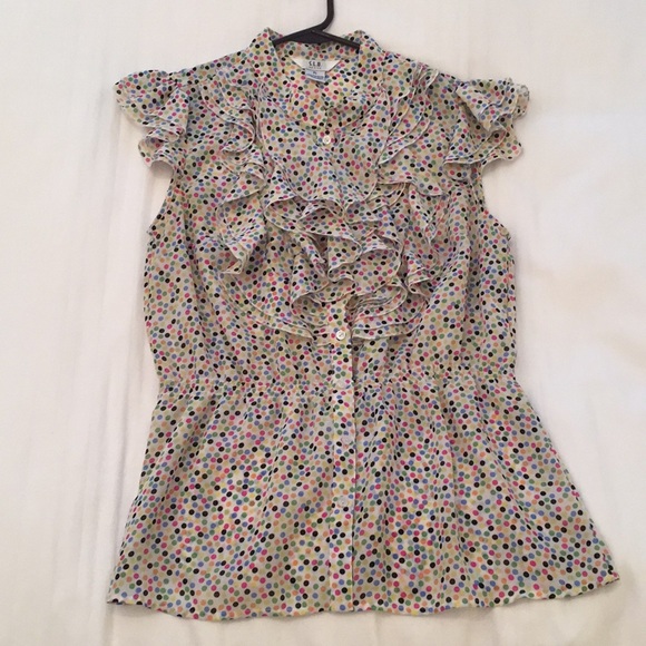 S. L. B. Button-Down Blouse w/Ruffle Detail - Picture 1 of 6